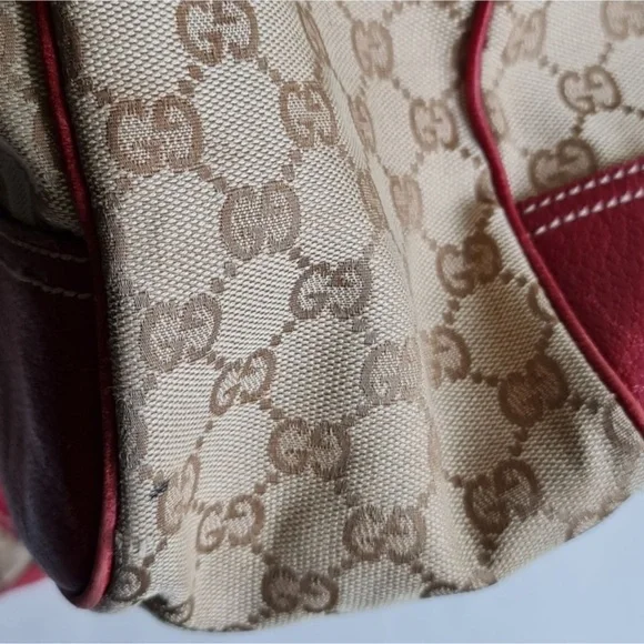 GUCCI - Authentic Large GG Red/Brown Canvas Tote - Picture 8 of 9